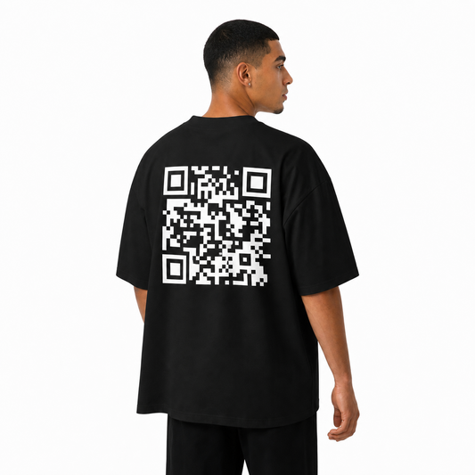 black oversized tee with back print