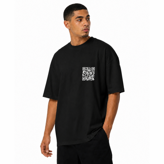 black oversized tee with chest print