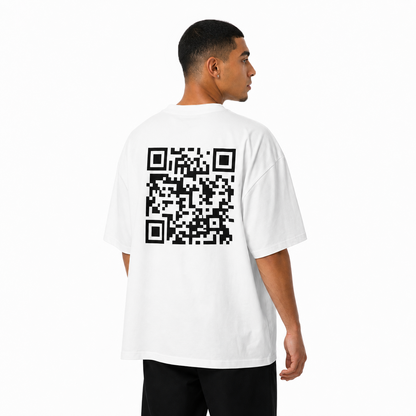 white oversized tee with back print