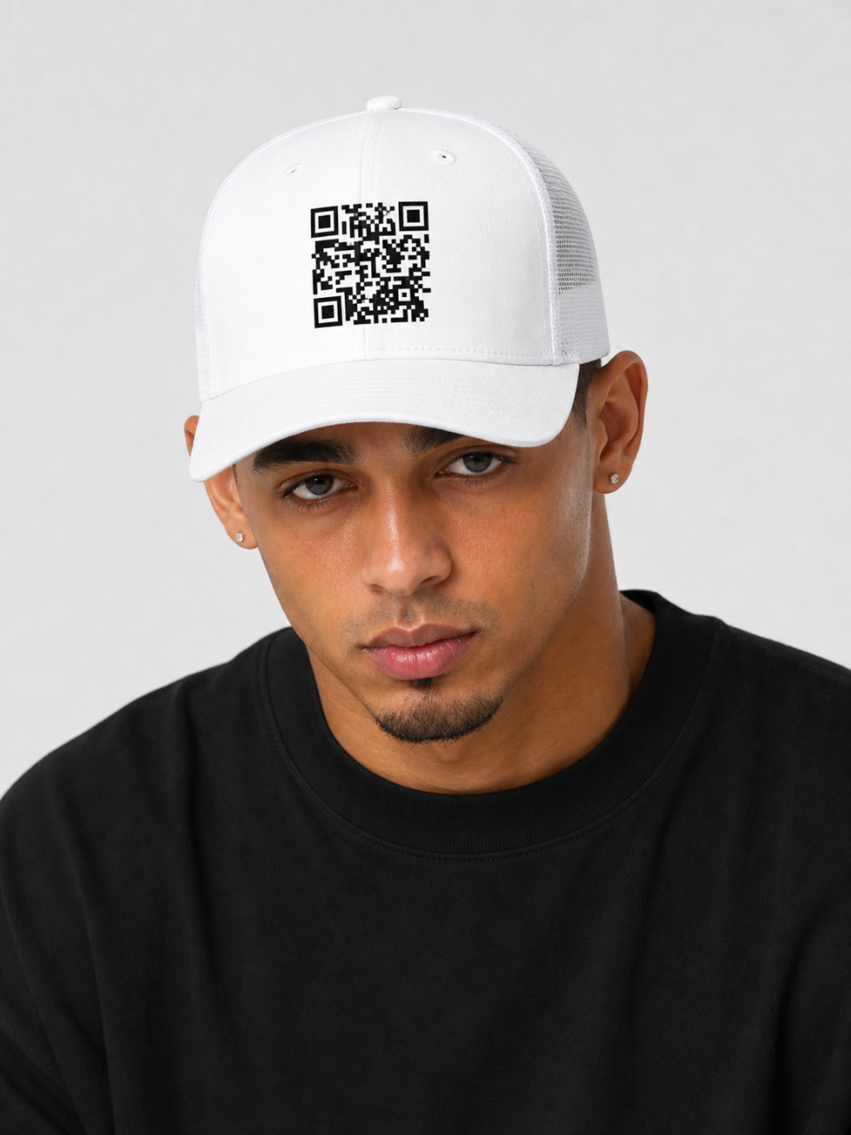 white trucker cap